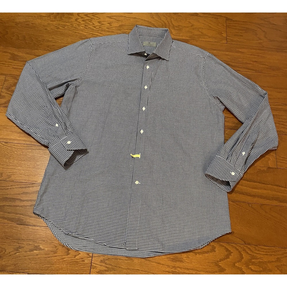 Canali 1934 Men Long Sleeve Shirt 100% Cotton Check Made in Italy Sz 43 -‎ 17